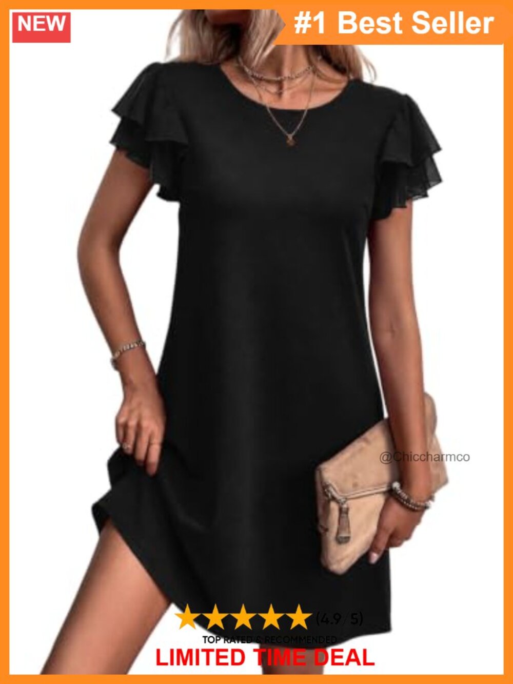 Women's Summer Ruffle Short Sleeve A-Line Knee-Length Casual Dress